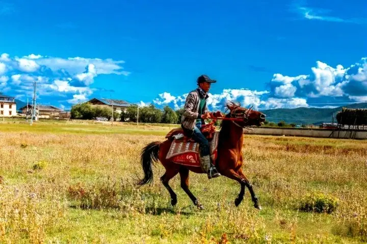 Horseback riding in Napa Sea Provincial Nature Reserve, Yunnan