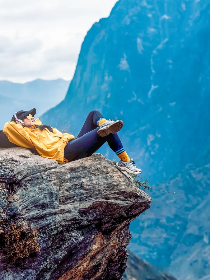 Selfie while hiking in Tiger Leaping Gorge, Yunnan, China