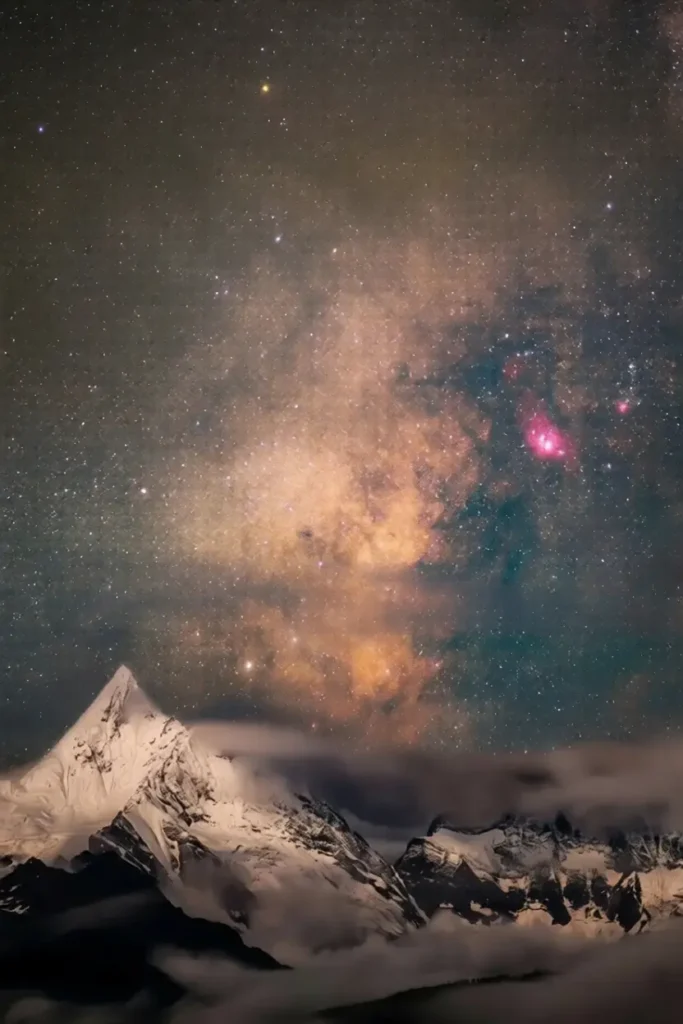 Meili Snow Mountain under the starry sky