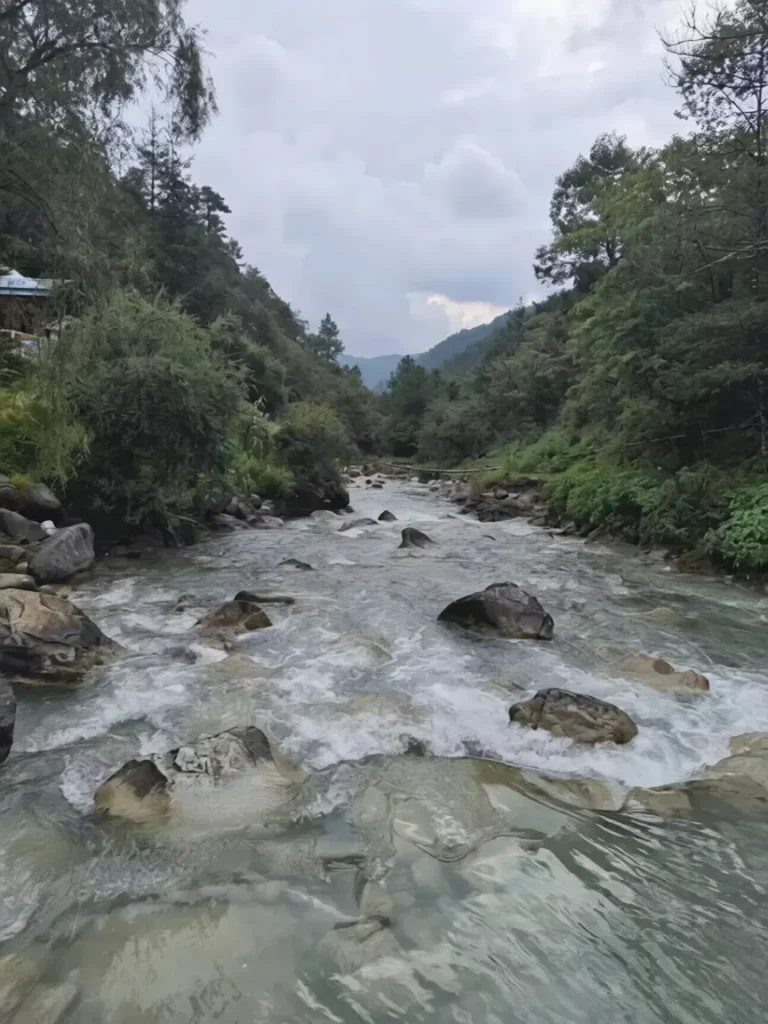 River rushing through lush Blue Moon Valley, Lijiang