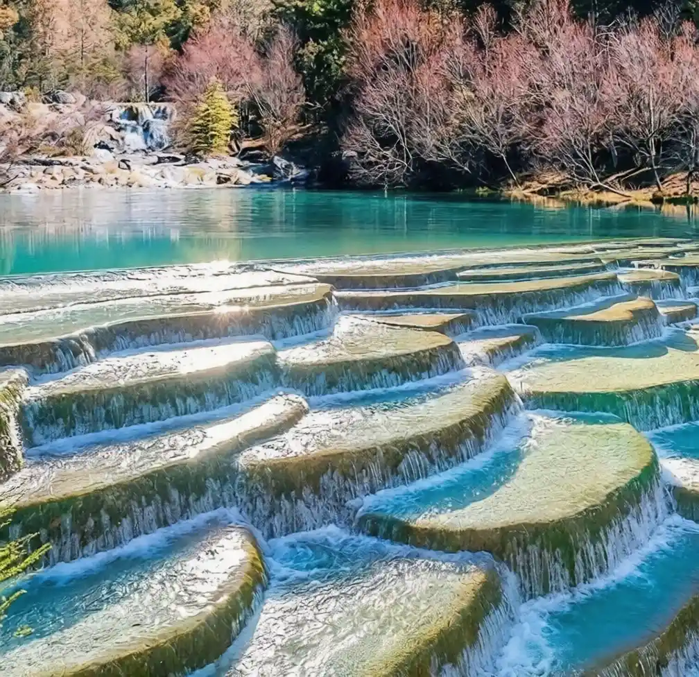 Blue Moon Valley altitude White Water Terrace travertine pools in Yunnan China