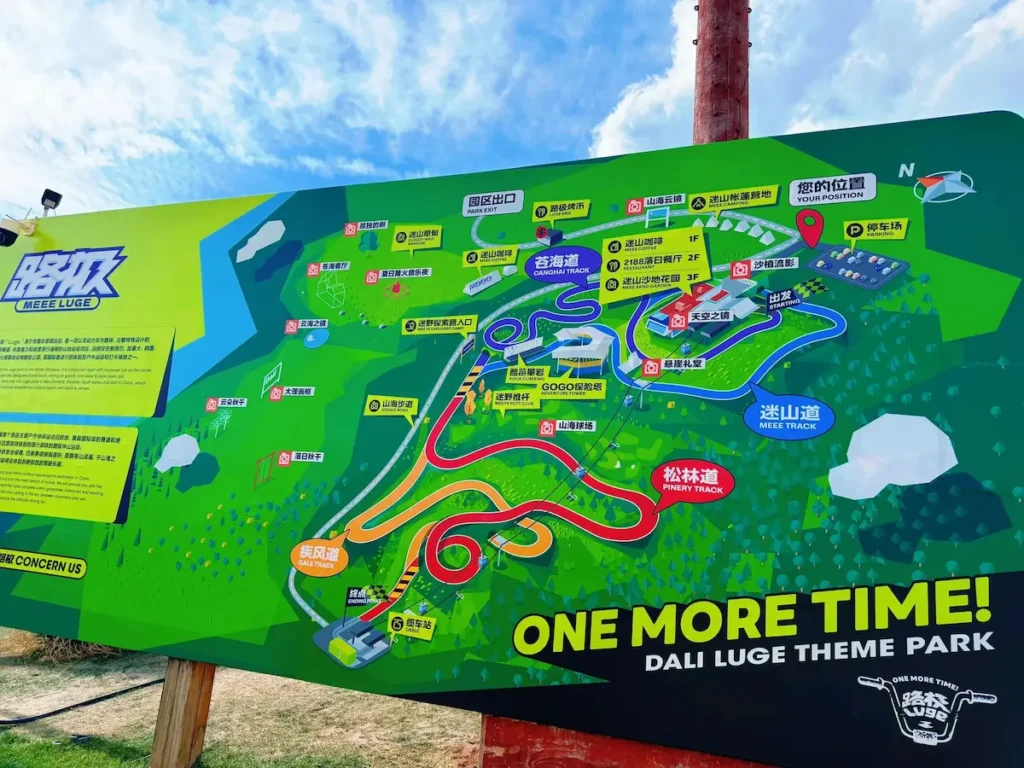 dali luge park track layout with fork routes